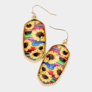 Serape sunflower stone earrings